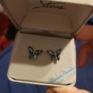 Storrs Beautiful silver blue Abalone stud earrings